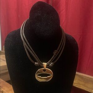 Gold Pendant bottle opener on Brown Cord Necklace 16”